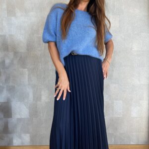 Plisowana Spódnica Midi Granat