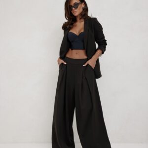 Spodnie Classy Szeroka Nogawka Czarne