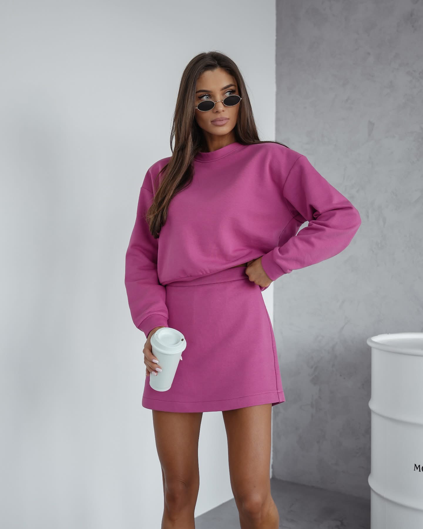 Komplet 2-częściowy Conti Bluza +Spódnico-Spodenki Różowy