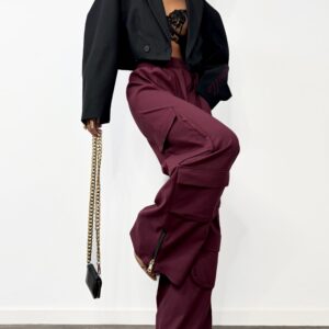 Spodnie Bojówki Bordowe