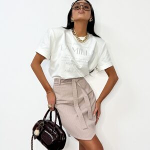 Spódnica Krótka La Milla Beżowa Prążek