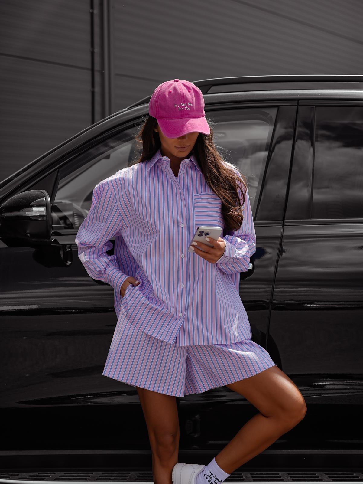 Komplet Bawełniany Spodenki Koszula Różowo- Błękitny