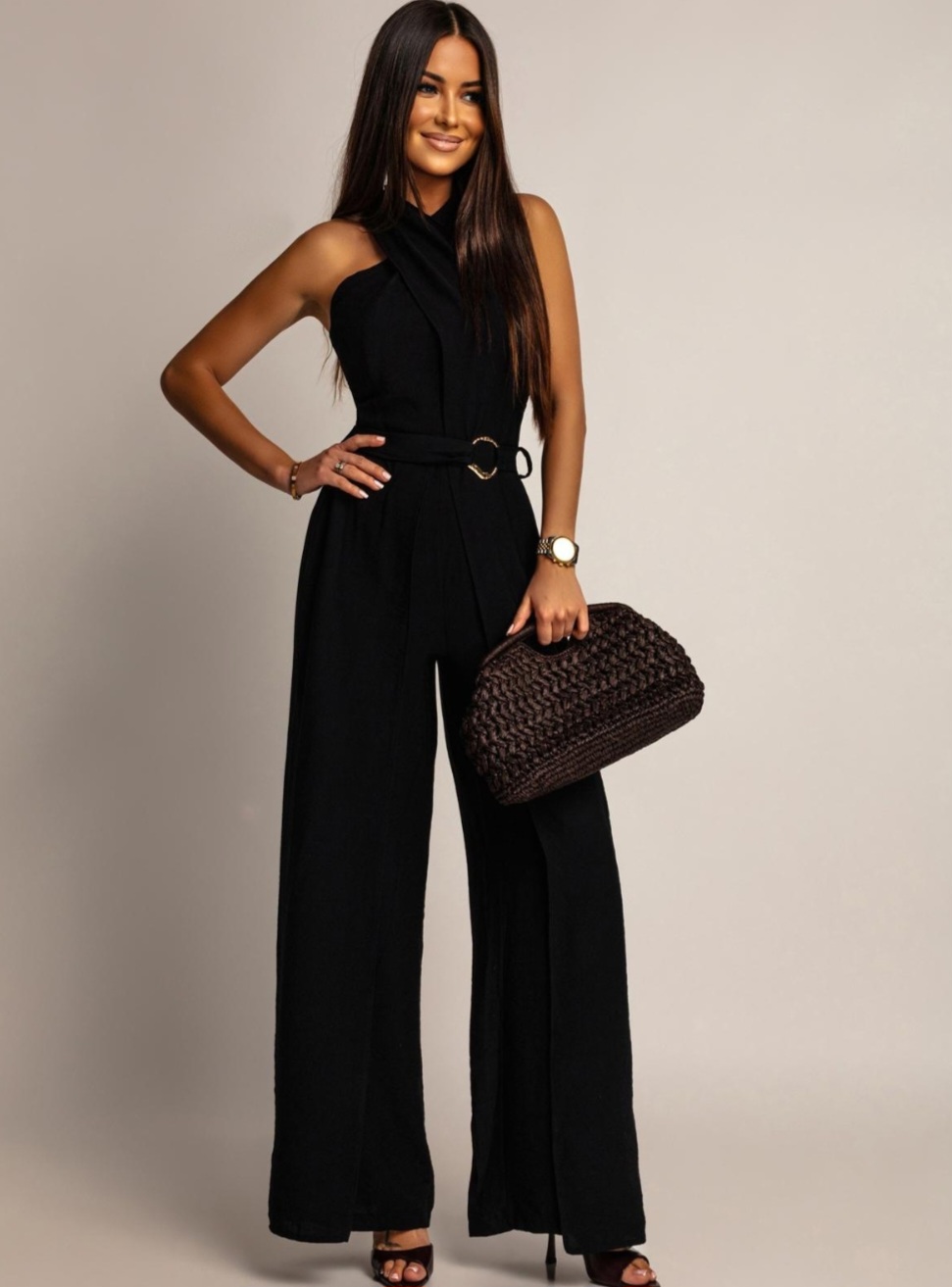 Elegancki Kombinezon Maxi Diva Czarny