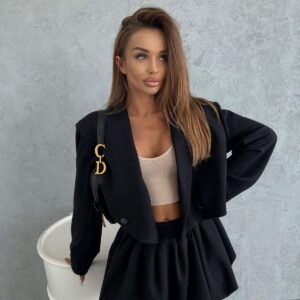 Komplet Monella Marynarka i Spódnica Czarny