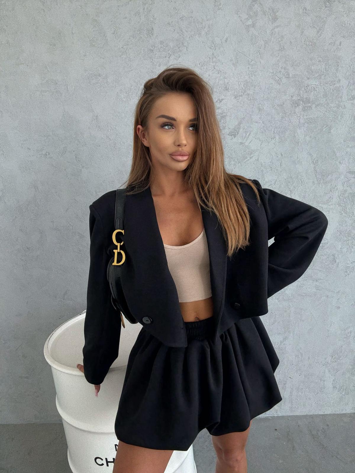 Komplet Monella Marynarka i Spódnica Czarny