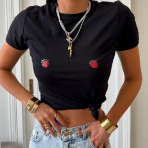 Tshirt Truskawki La Milla Czarny