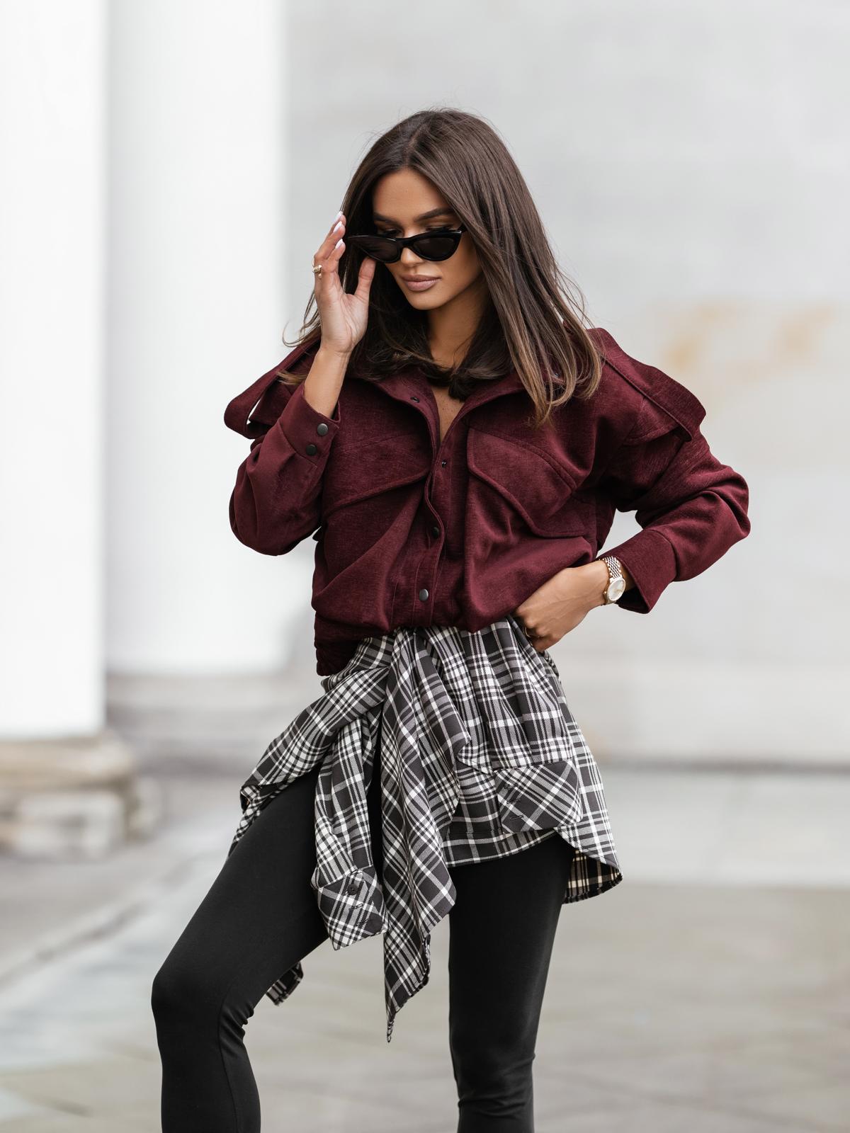 Kurtka Bomberka Zamszowa Burgund