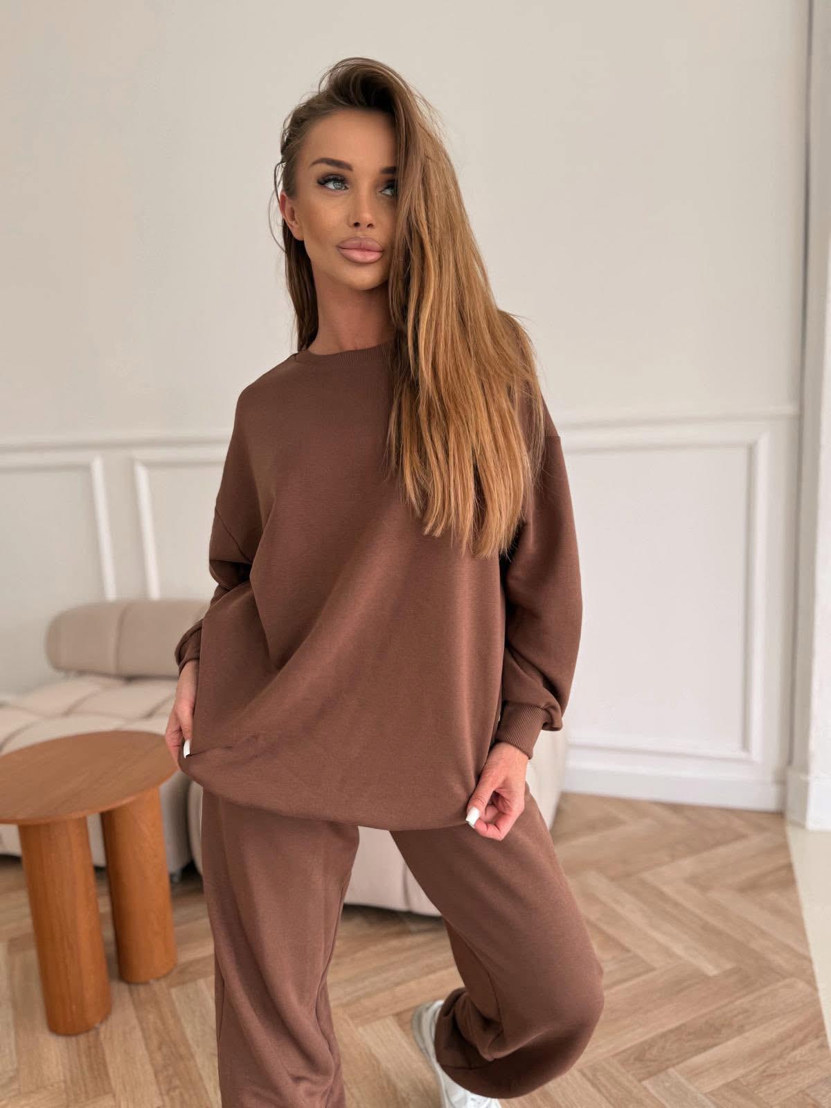 Komplet Dresowy Oversize Mindy Brązowy