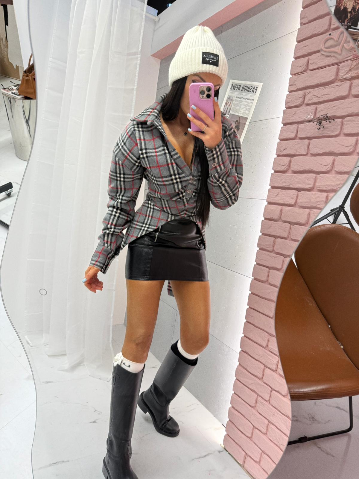 Koszula w Kratę Wiązana na Plecach La Milla