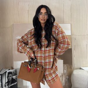 Koszula w Kratę Brązowa w Czerwone Paski La Milla