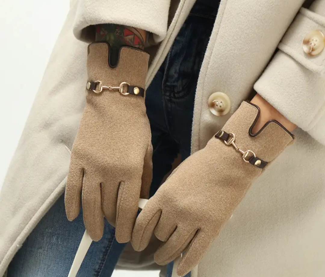 Rękawiczki Damskie Beżowe