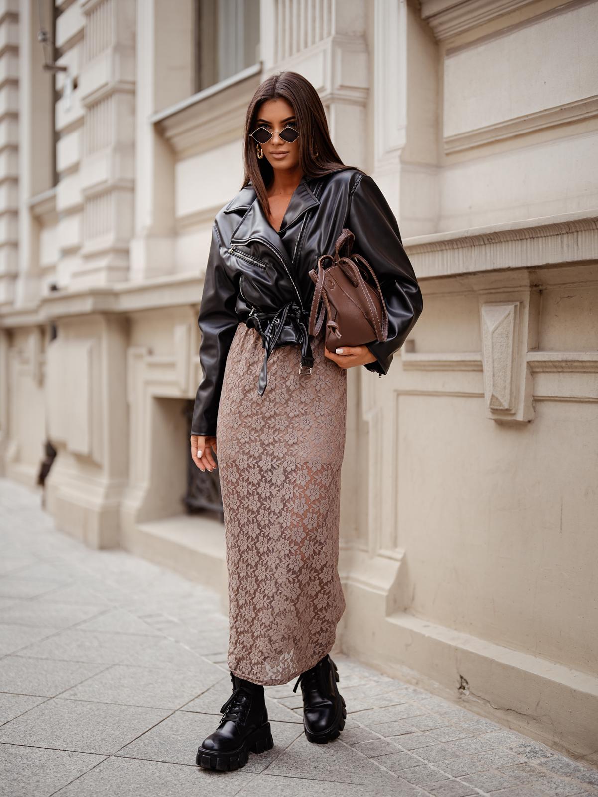 Spódnica Maxi Koronka Beżowa