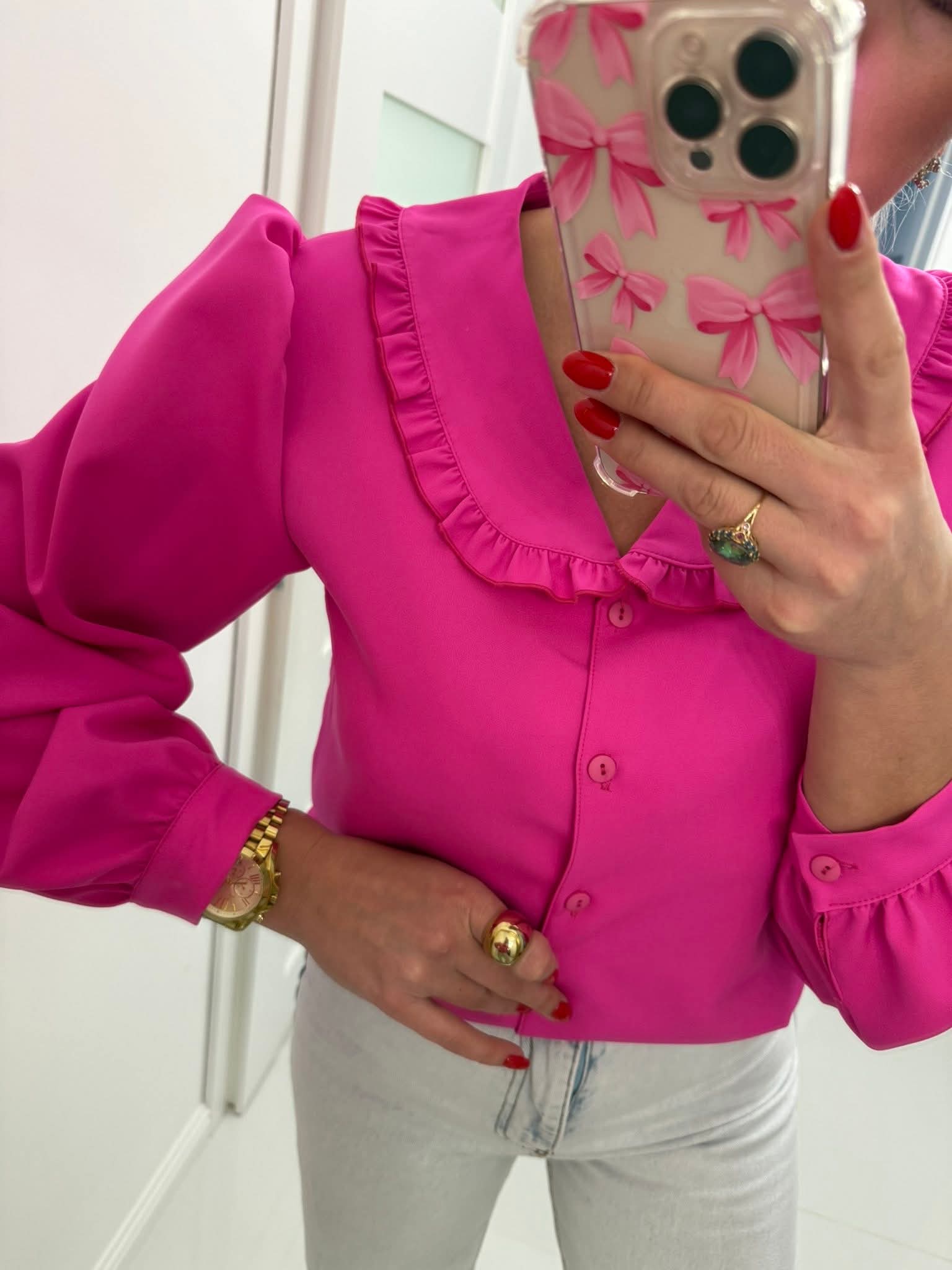 Koszula z Kołnierzykiem Sweety Amarantowa