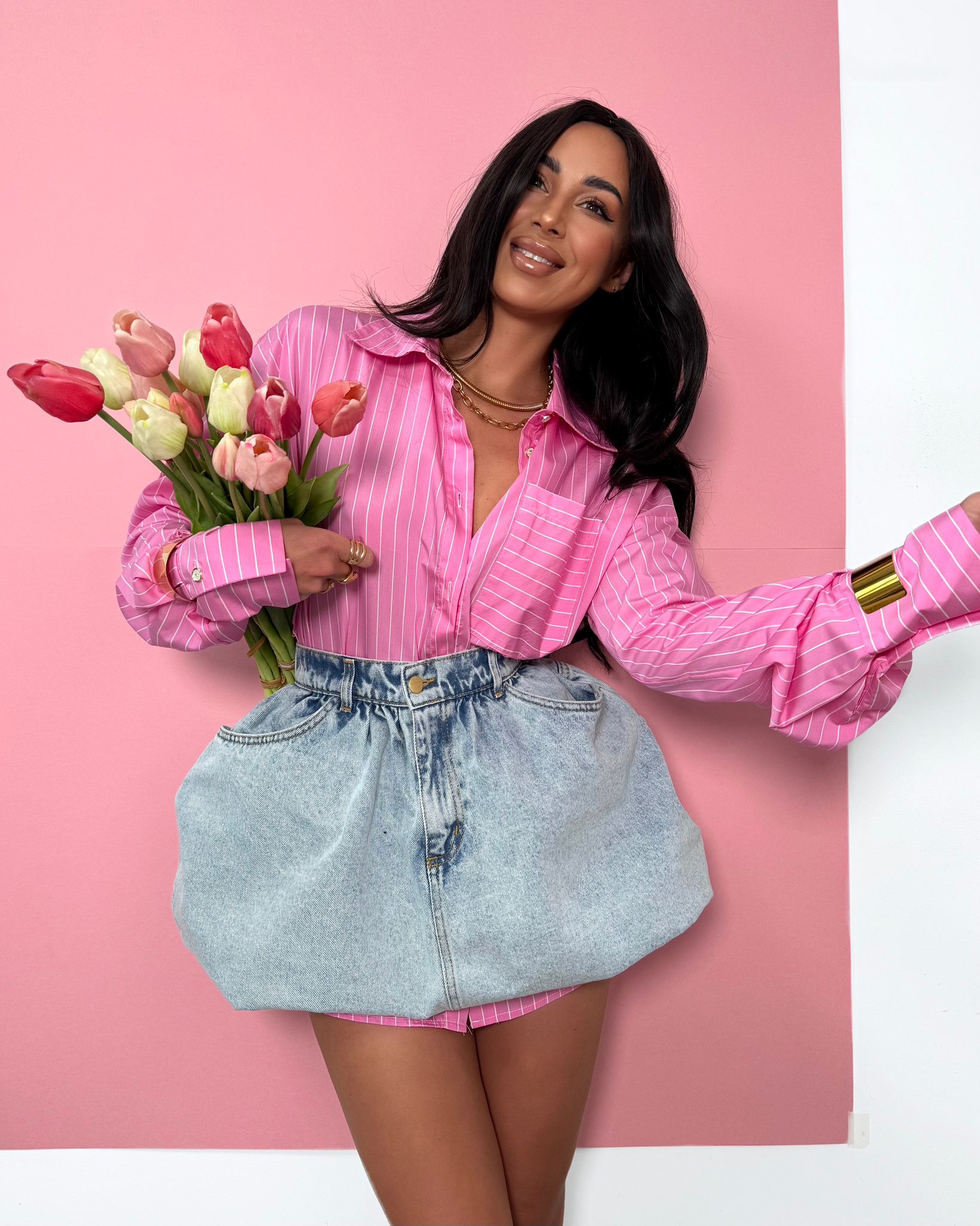 Koszula Różowa w Paski La Milla