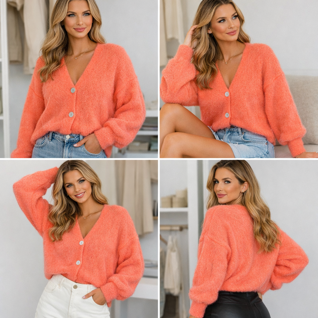 Kardigan Sweety z Moherem Pomarańczowy