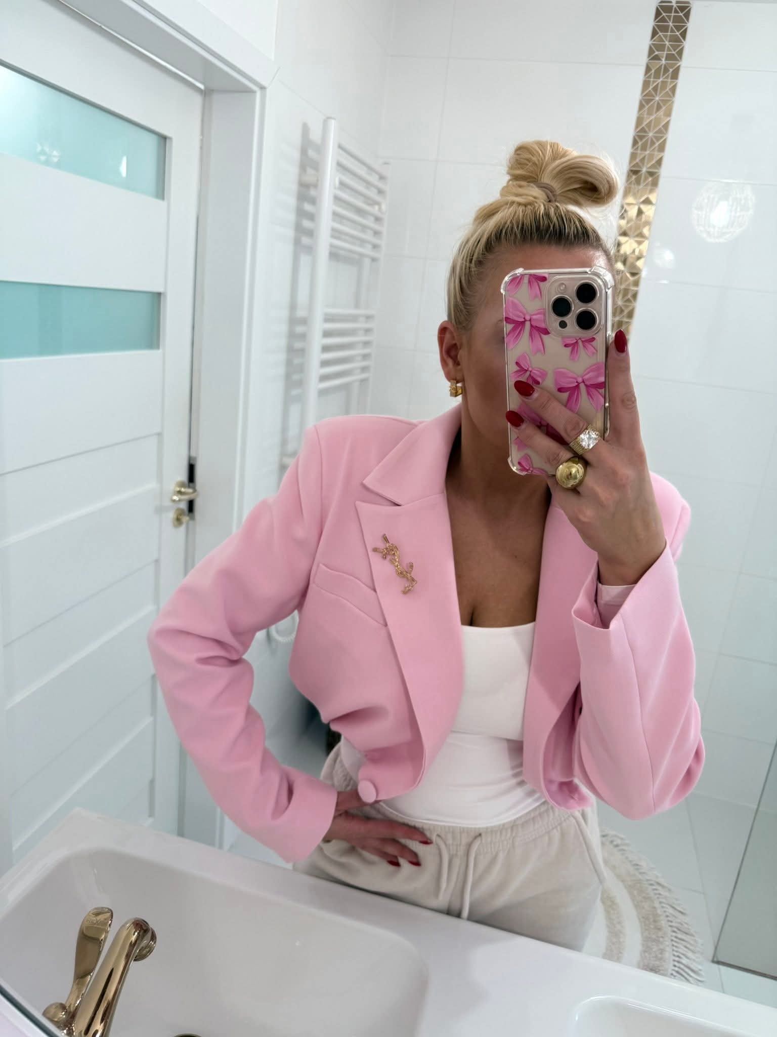 Marynarka Bomberka Pudrowy Róż