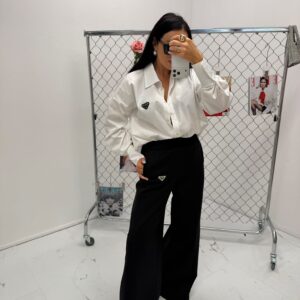 Spodnie Dresowe Szeroka Nogawka Czarne Premium La Milla