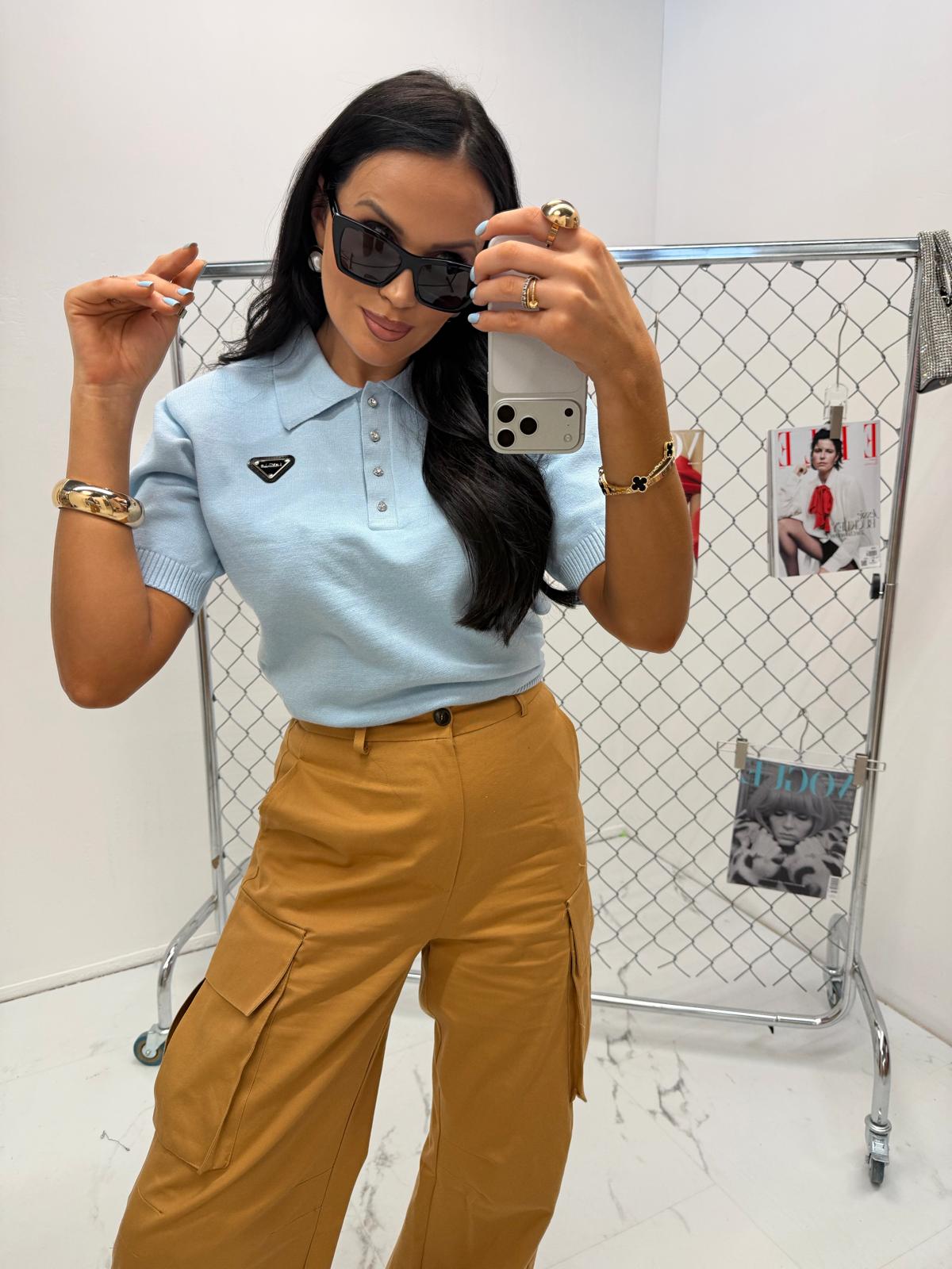 Sweterek Polo La Milla Błękitny