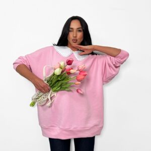 Bluza z Kołnierzykiem Pudrowy Róż La Milla