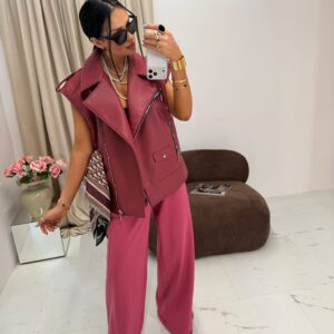 Spodnie Dresowe Szeroka Nogawka La Milla Szminka