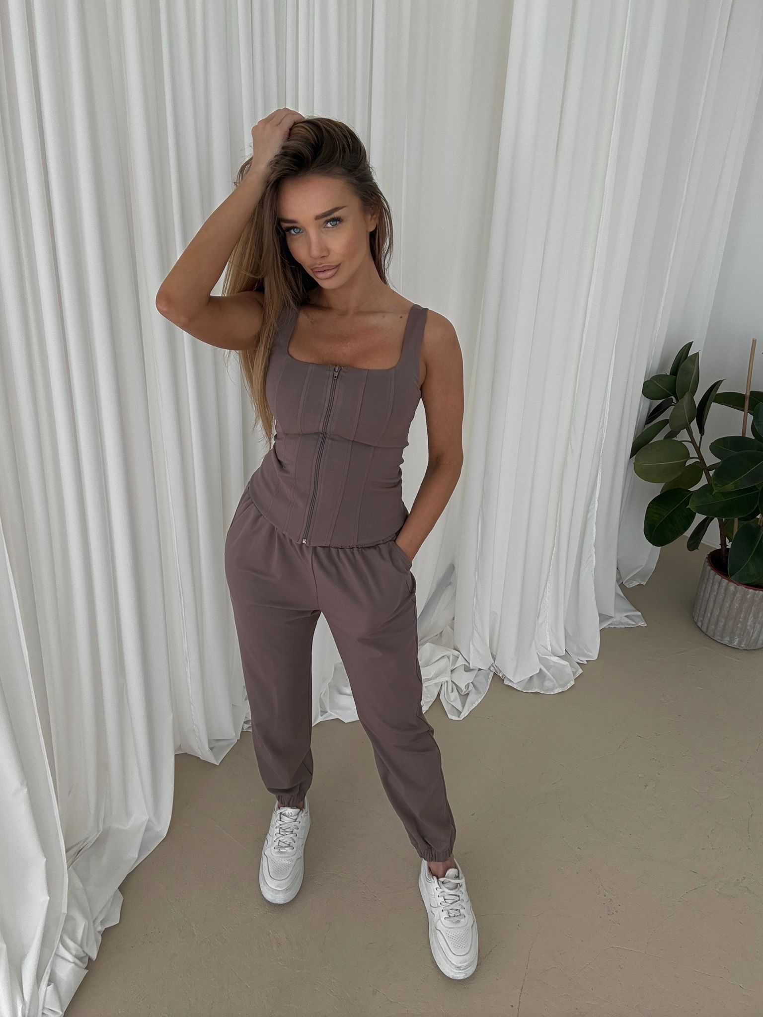 Komplet Mona Top Gorset+Spodnie Mocca