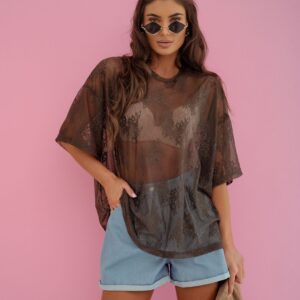 Tshirt Koronka Czekoladowy