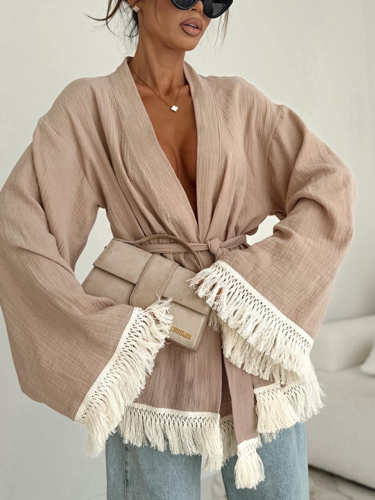 Kimono Muślinowe Beżowe