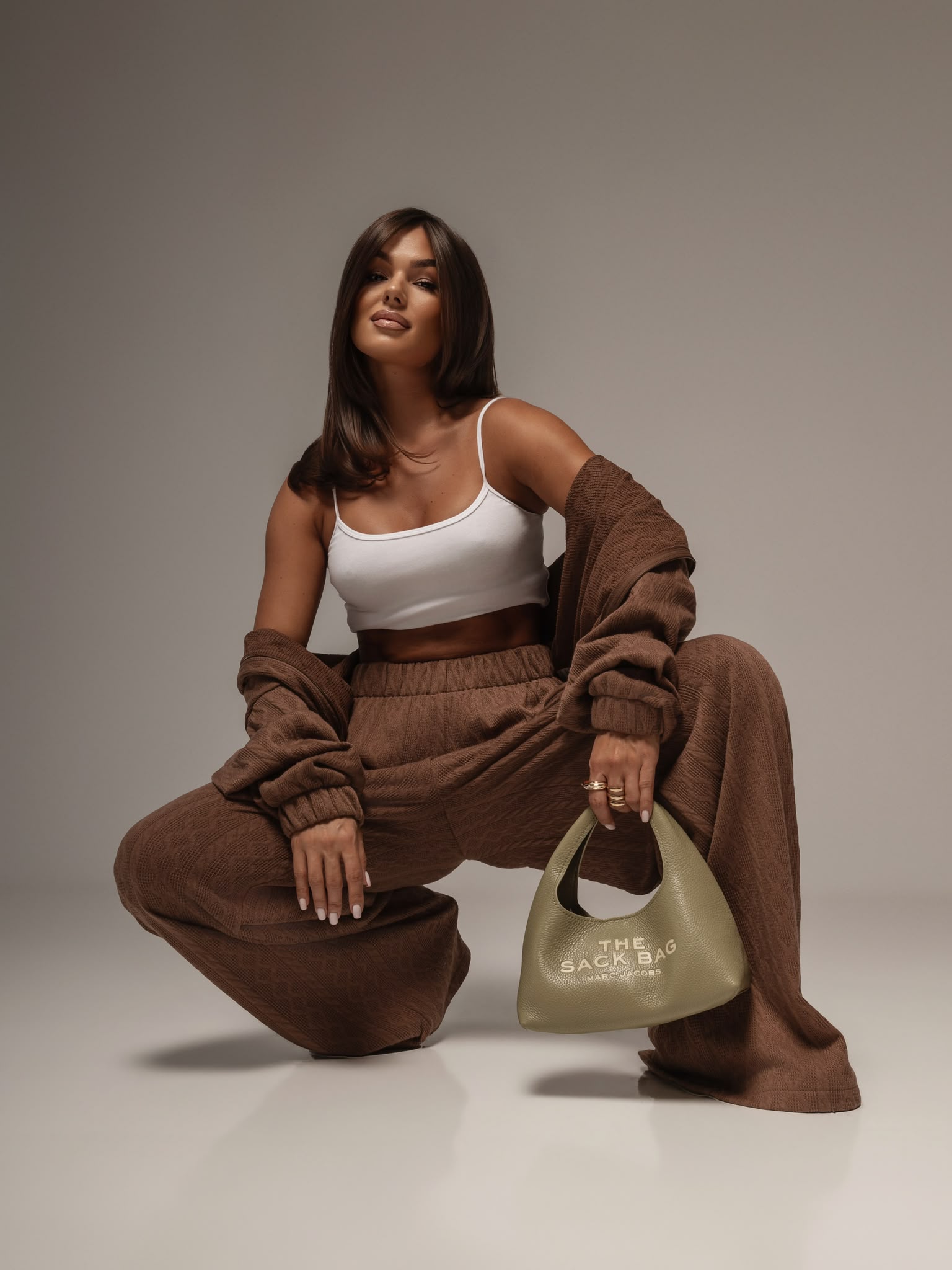 Komplet Dzianinowy Agatha Fashion Brązowy Komplet Dzianinowy Agatha Fashion Brązowy - obrazek 3
