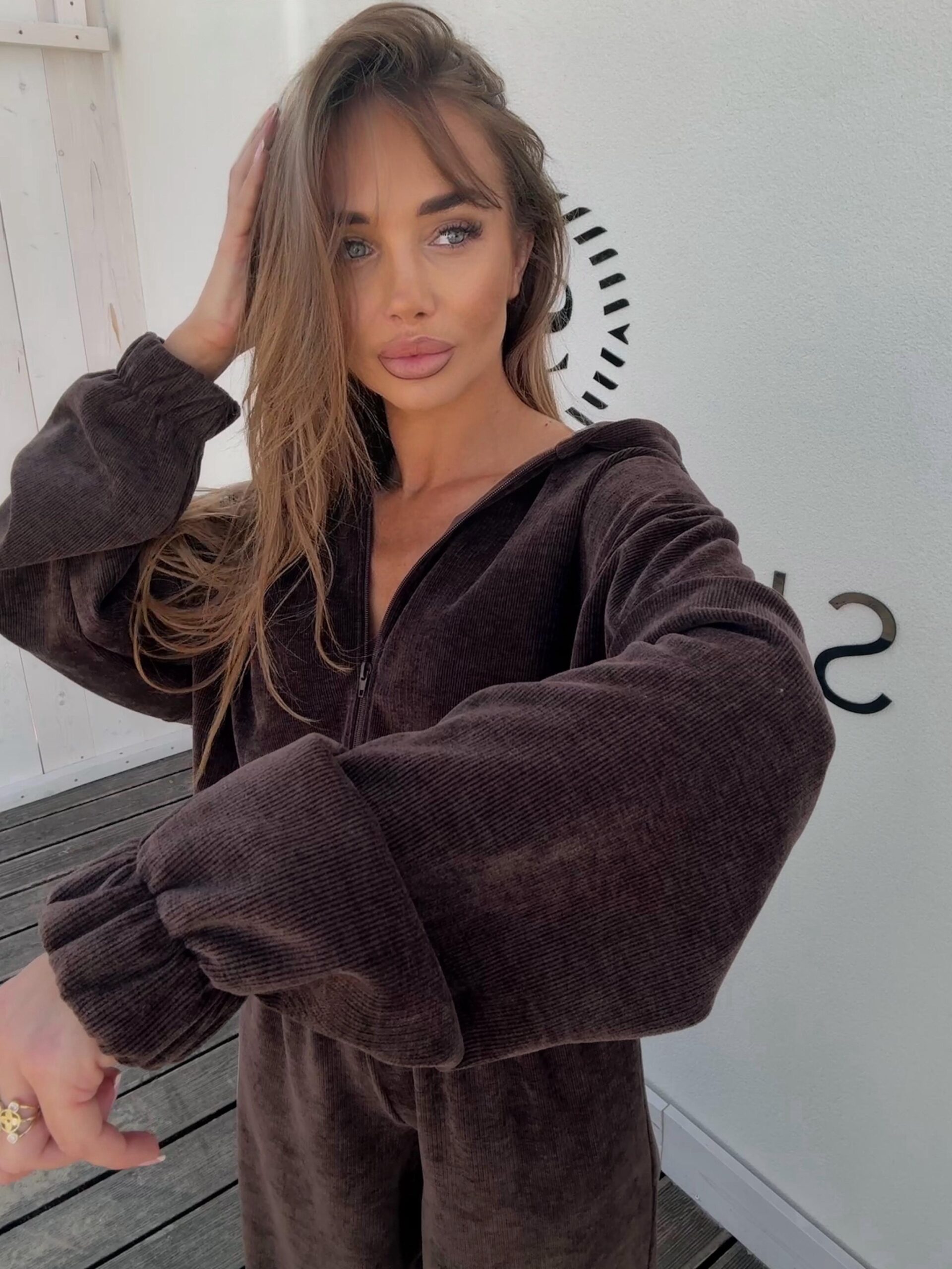 Komplet 2w1 Bluza Szerokie Spodnie Czekoladowy Komplet 2w1 Bluza Szerokie Spodnie Czekoladowy - obrazek 5